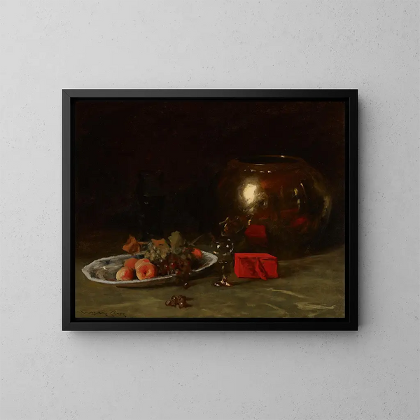 Le grand bol en laiton - William Merritt Chase — kehystetty taideteos seinällä