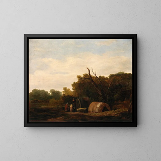 Un campement de gitans - William Mulready — kehystetty taideteos seinällä