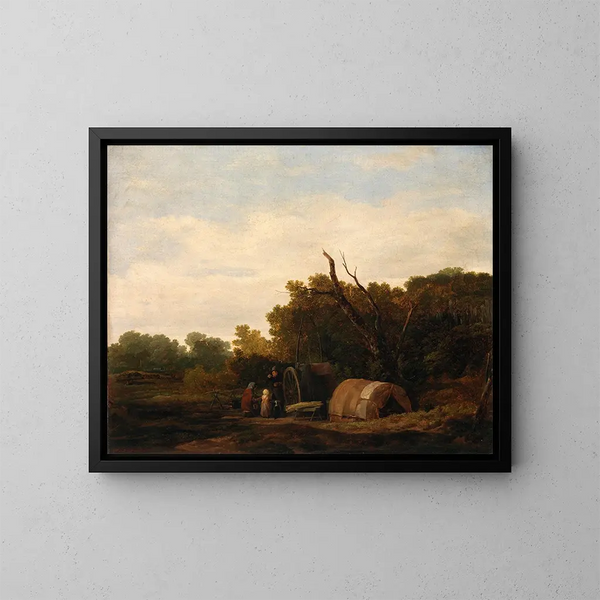 Un campement de gitans - William Mulready — kehystetty taideteos seinällä