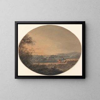 Vue lointaine d'Exmouth depuis Exeter - William Payne — kehystetty taideteos seinällä