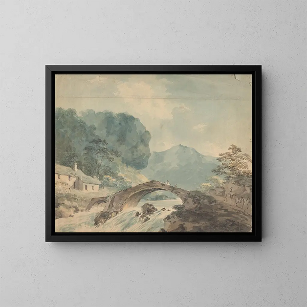 Pont traversant une rivière - William Sawrey Gilpin — kehystetty taideteos seinällä