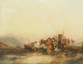 Perheen kalastajia rannalla - William Shayer — näkymä teoksesta