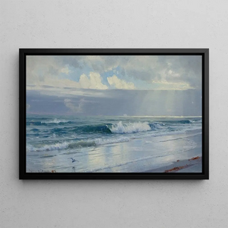 William Trost Richards - Crashing Waves Along the Seashore Off the Coast Rhode Island.webp