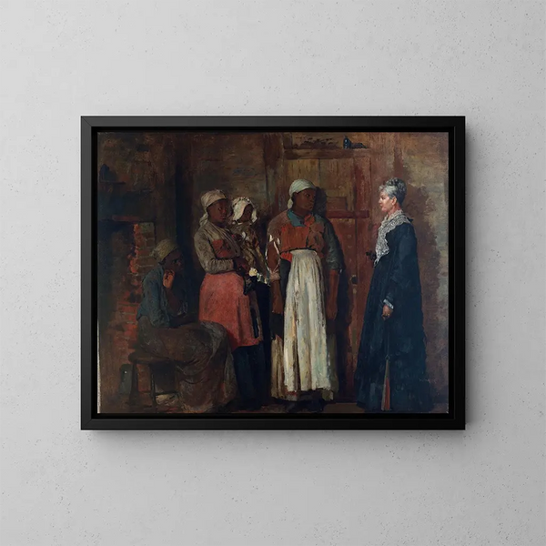 Vanhan rakastajattaren vierailu - Winslow Homer — kehystetty taideteos seinällä