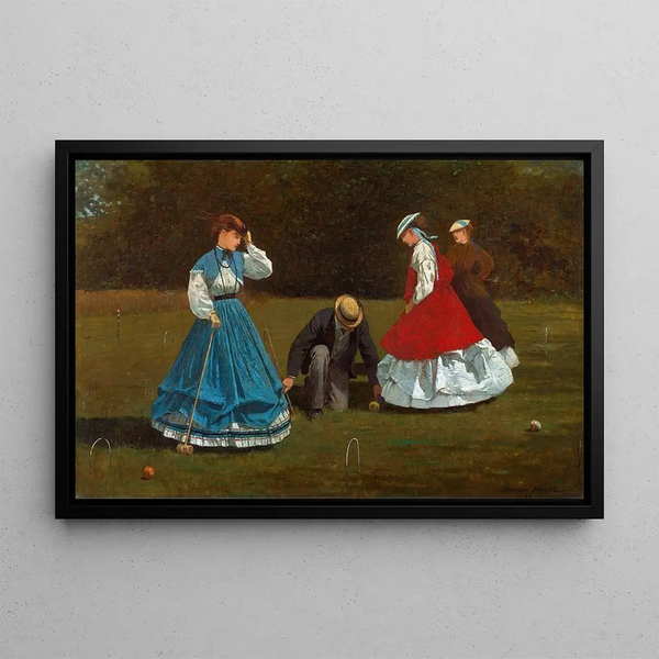 Croquet-tilanne - Winslow Homer — kehystetty taideteos seinällä