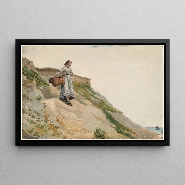 Tytär kantaa kori - Winslow Homer — kehystetty taideteos seinällä
