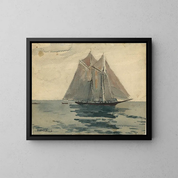 Schooner de Gloucester - Winslow Homer — kehystetty taideteos seinällä