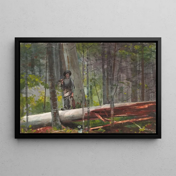 Winslow Homer - Metsästysmaalaus Adirondakeilla — kehystetty taideteos seinällä