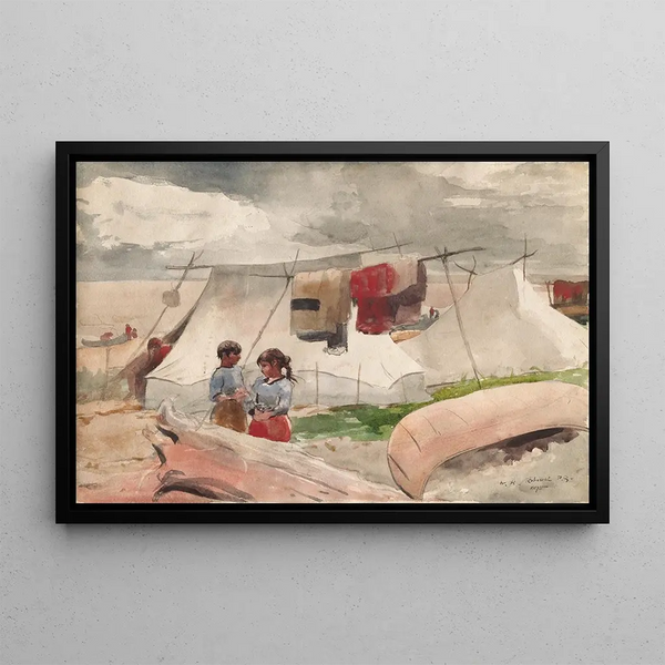Camp indien Roberval PQ - Winslow Homer — kehystetty taideteos seinällä