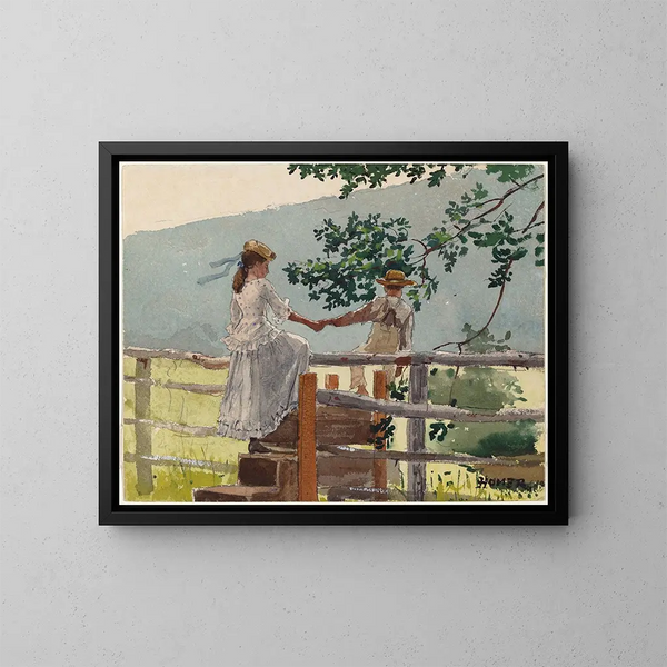 Sur le muret - Winslow Homer — kehystetty taideteos seinällä