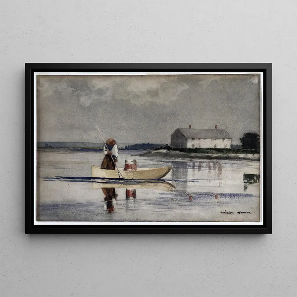 Anguillanpyyntimaalaus - Winslow Homer — kehystetty taideteos seinällä