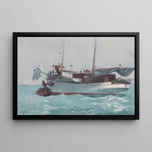 Vesivarastojen latausmaalaus, Newport-merimies, Winslow Homer — kehystetty taideteos seinällä