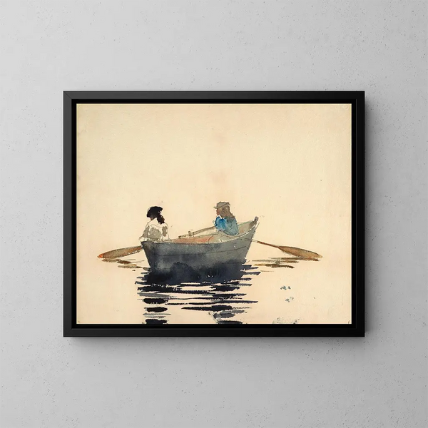 Kaksi tyttöä veneessä - Winslow Homer — kehystetty taideteos seinällä
