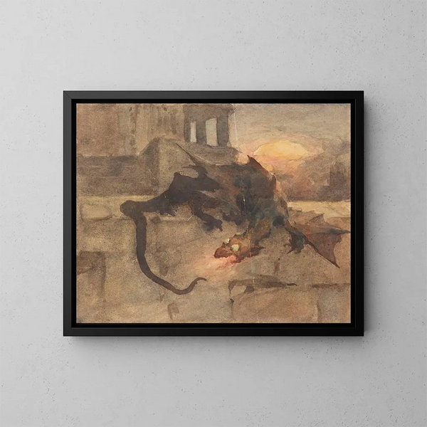 Dragon - Witold Pruszkowski — kehystetty taideteos seinällä