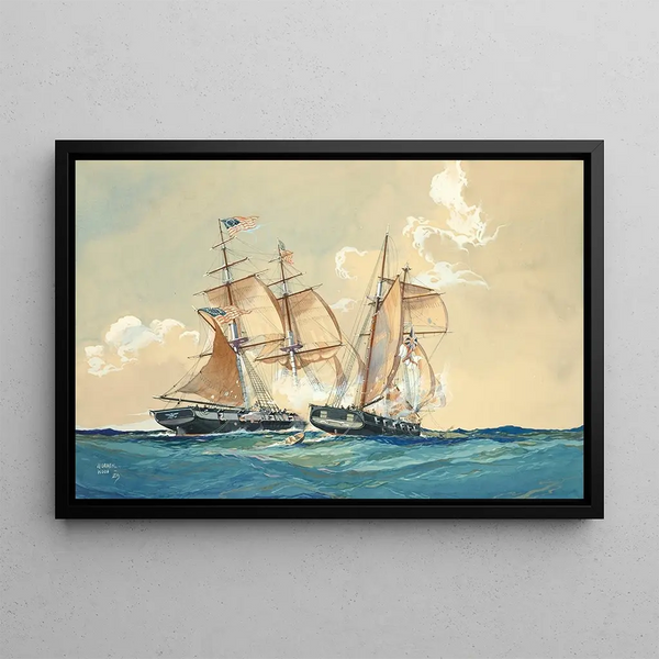 Worden Wood - Action between the USS Brig Chasseur and British Schooner St Lawrence Feb 26 1815.webp