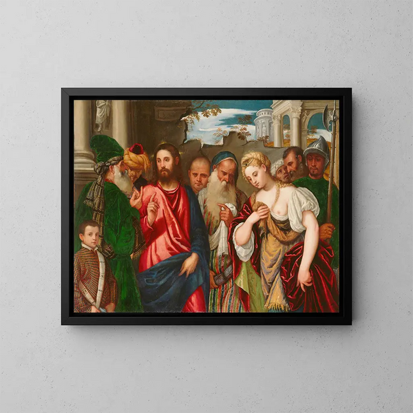 Kristus ja naisen kirottu - Paolo Veronese - Ateljee — kehystetty taideteos seinällä
