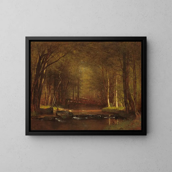 Ruisseau de truites dans les Catskills - Worthington Whittredge — kehystetty taideteos seinällä