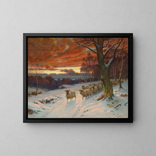 Une soirée d'hiver - Wright Barker — kehystetty taideteos seinällä
