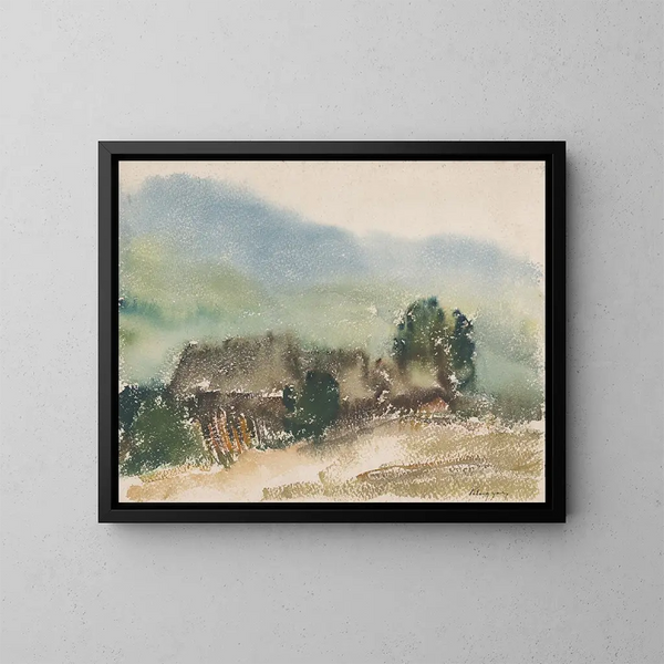 Motif avec des cottages de village - Zolo Palugyay — kehystetty taideteos seinällä
