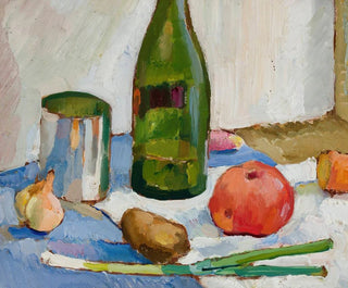 Luontokuva still life vihreällä pullolla - Zygmunt Waliszewski — näkymä teoksesta