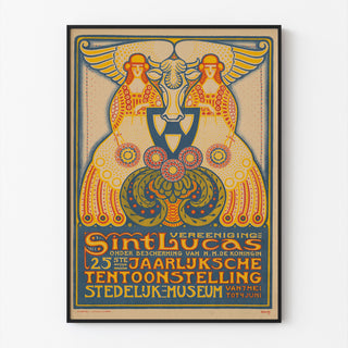 Näyttelyjuliste – Sint Lucas, 1916 – Albert Hahn, ohuessa kehyksessä vaalealla seinällä.