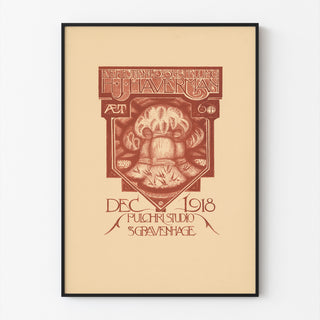 Vintage-näyttelyjuliste – Haverman, 1918 – Roland Holst, ohuessa kehyksessä vaalealla seinällä.