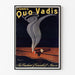 Vintagemainosjuliste Cigares Quo Vadis, esitetty ohuessa kehyksessä vaalealla seinällä.
