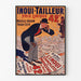 Vintage-mainosjuliste Inoui-Tailleur, ohuessa kehyksessä vaalealla seinällä.