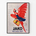 Vintagemainosjuliste Jako nettoie tout, esitetty ohuessa kehyksessä vaalealla seinällä.