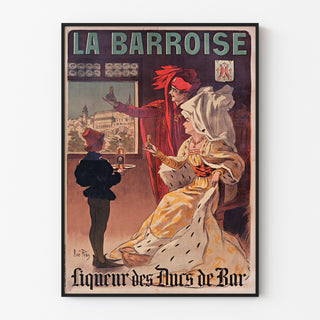 Vintage-mainosjuliste La Barroise, ohut kehys vaalealla seinällä.
