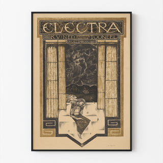 Vintage-teatterijuliste – Electra – Richard Roland Holst, ohuessa kehyksessä vaalealla seinällä.