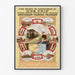 Vintage-matkailujuliste – Amsterdam, Marken ja Volendam, esitetty ohuessa kehyksessä vaalealla seinällä.