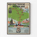 Vintage-matkailujuliste – Waterland, raitiovaunu, ohuessa kehyksessä vaalealla seinällä.