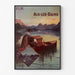 Vintage-juliste Aix-les-Bains, PLM ryhmäliput, ohueen kehykseen kehystettynä vaalealla seinällä.