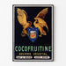 Vintage-juliste Cocofruitine, kasvirasvavoi, ohuessa kehyksessä vaalealla seinällä.