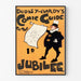 Vintage-juliste Dudley Hardy, Comic Guide, ohuessa kehyksessä vaalealla seinällä.