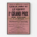 Vintageseinäjuliste Grand Prix de Lyon, kävely, esitetty ohuessa kehyksessä vaalealla seinällä.