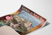 Vintagajuliste Lourdes, Midi-rautatiet, esillä kaartuvalla paperilla perspektiivistä nähtynä.