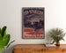 Vintage-juliste Lyon Républicain, Bataillon Croix-Rousse, kehystettynä puurasian yläpuolelle, kasvien välissä.
