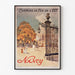Vintage-juliste Nancy, Chemins de fer de l’Est, ohut kehys vaalealla seinällä.