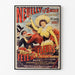 Vintage-juliste Neuilly, kukkajuhla, 1890, ohuessa kehyksessä vaalealla seinällä.