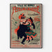 Vintage-juliste Nîmes, hyväntekeväisyysjuhlat, esillä ohuessa kehyksessä vaalealla seinällä.