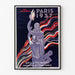 Vintage-juliste Paris 1937, Arts et techniques, esitetty ohuessa kehyksessä vaalealla seinällä.