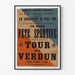 Vintage-juliste Verdun, urheilujuhla, ohut kehys vaalealla seinällä.