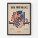 Vintagejuliste Back From France - Yhdysvaltain patriotinen seinäkoristelu