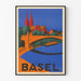 Vintagemainen Basel juliste kirkkaissa väreissä seinäkoristeluun