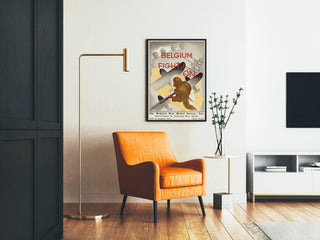 Vintage Belgia Juliste Taistelu jatkuu - Historiallinen seinäkoristelu