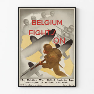 Vintage Belgia Juliste Taistelu jatkuu - Historiallinen seinäkoristelu