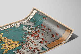 Vintagejuliste Britannian kartasta « Britannia hyökkäyksen eturintamassa » — näkymä teoksesta