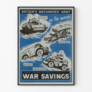 Britannian mekanisoidun armeijan vintagejuliste - sotilaskoriste seinälle